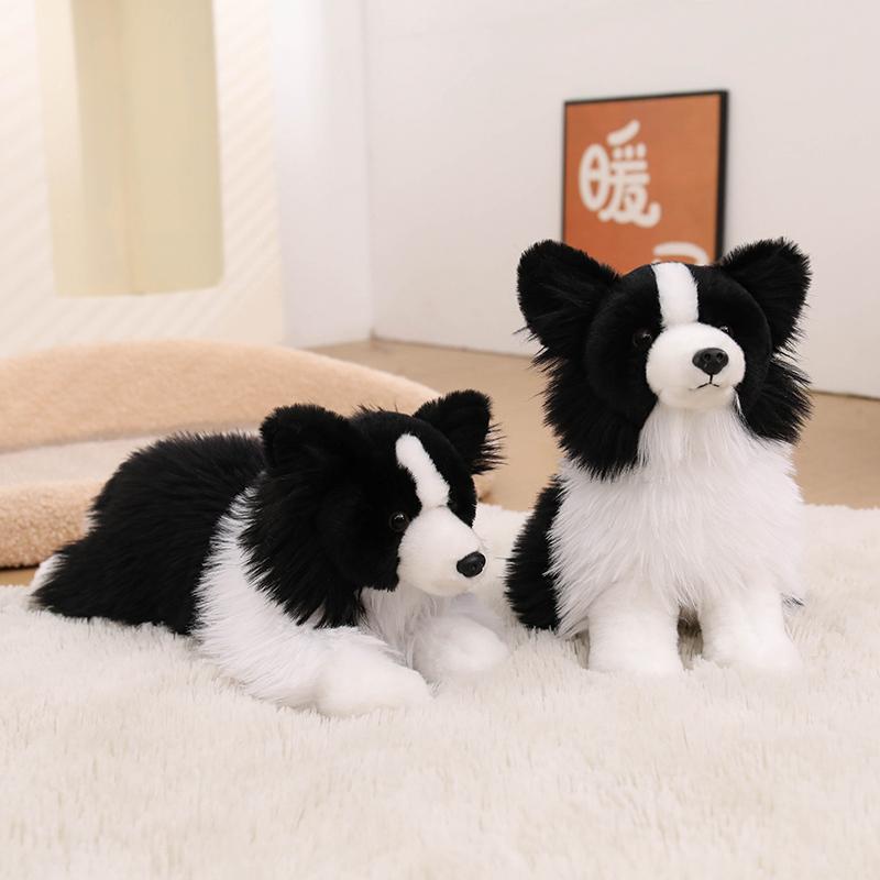 Cute Simulated Border Collie Dog Plush Toy Stuffed Sitting Standing Lying Animal Puppy Doll Companion Plushie Gift