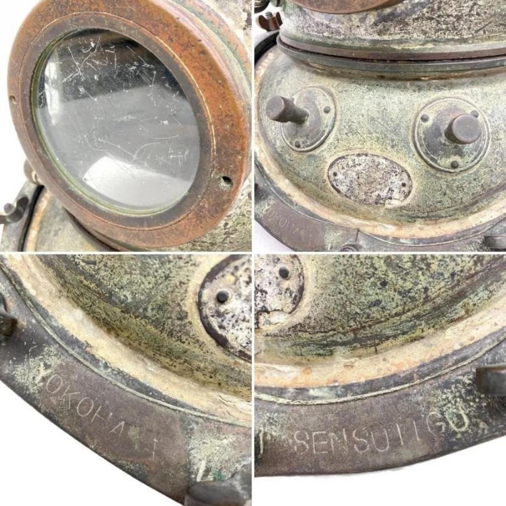 Yokohama Diving Clothing Antique Style Brass Diving Helmet | Vintage Marine Diver Helmet Decor | Nautical Collectible Display Helmet