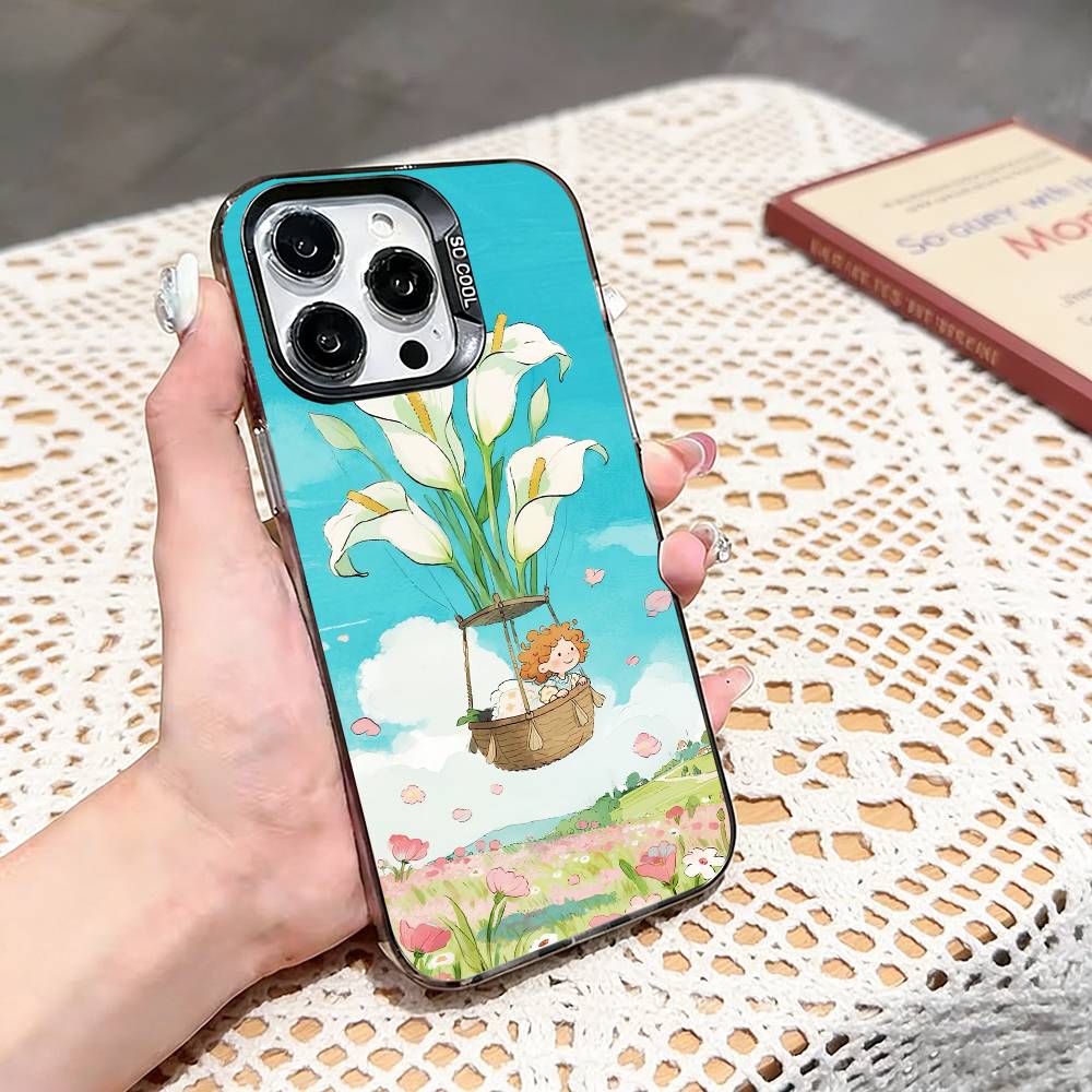 Fairy's Flower Dream Phone Case For iPhone 17,16,15,14,13,12,11 Plus,Pro Max,XS,Colored silver phone case