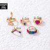 Colorful Crystal Snake Shape Ring Set For Women  Butterfly Heart Gold Color Geometric Rings Female Wedding Finger Jewelry