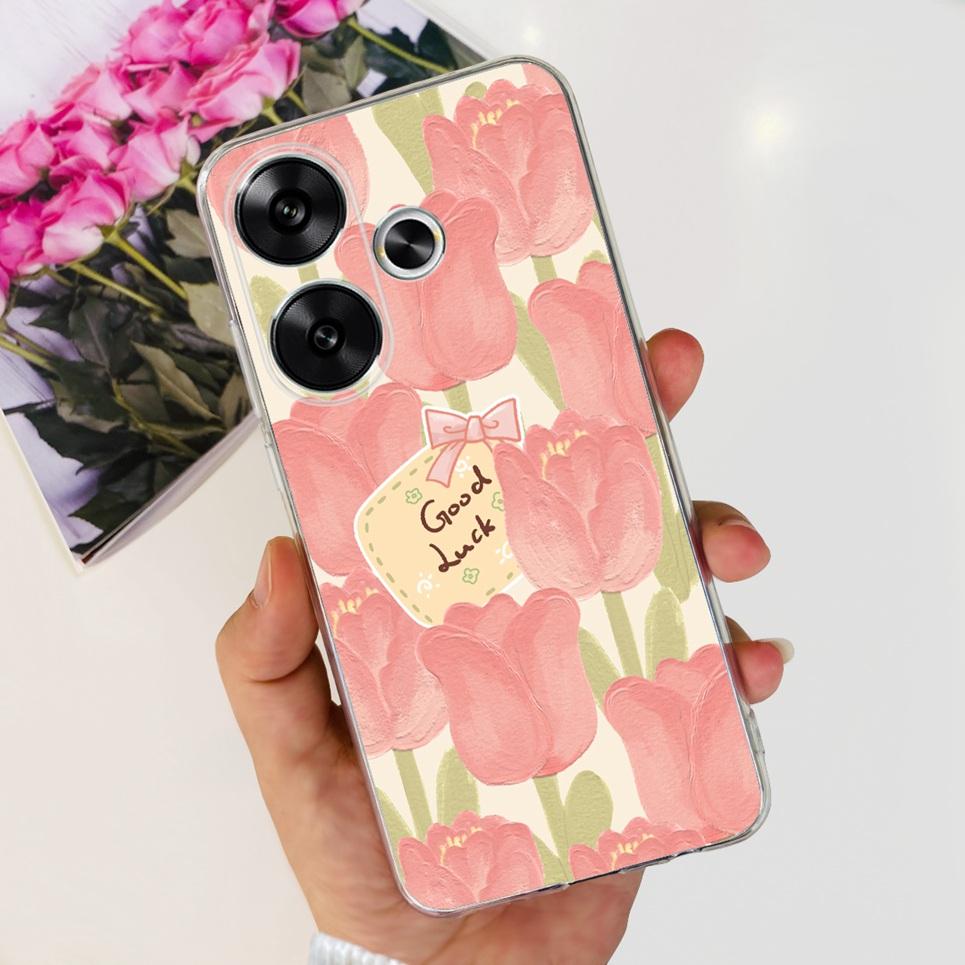 Flower Butterfly Women Fashion Back Cover For Xiaomi Redmi Turbo 3 Phone Funda Transparent Soft TPU Silicone Coque For Poco F6
