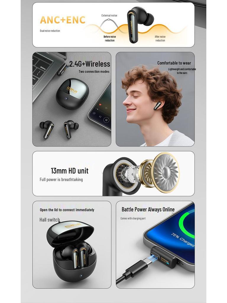 ONIKUMA TX610 Low Latency 2.4G True Wireless Bluetooth Gaming Headset