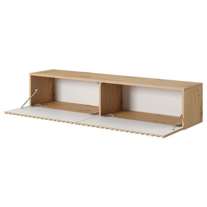 TV Stand - TELIRE - 140 Cm In Artisan Oak with Milled Front and Black Inserts