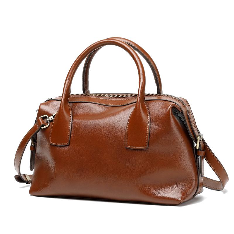 Genuine Leather Women's Bag Vintage Luxury Designer Bost Handbag Women Versatile Shoulder Bag Cowhide Female Crossbody Bags