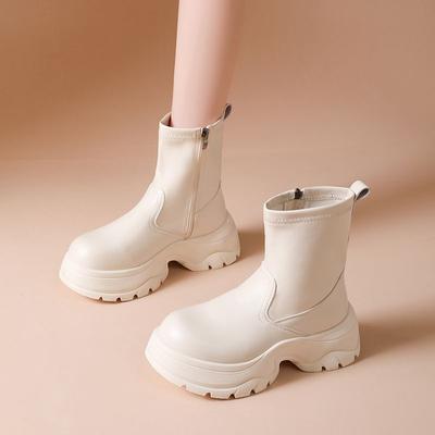 Thick-soled Martin Boots Women's 2025 Autumn New Thin and Versatile Niche Foreign-style Mid-tube Boots Soft-soled Chelsea Boots