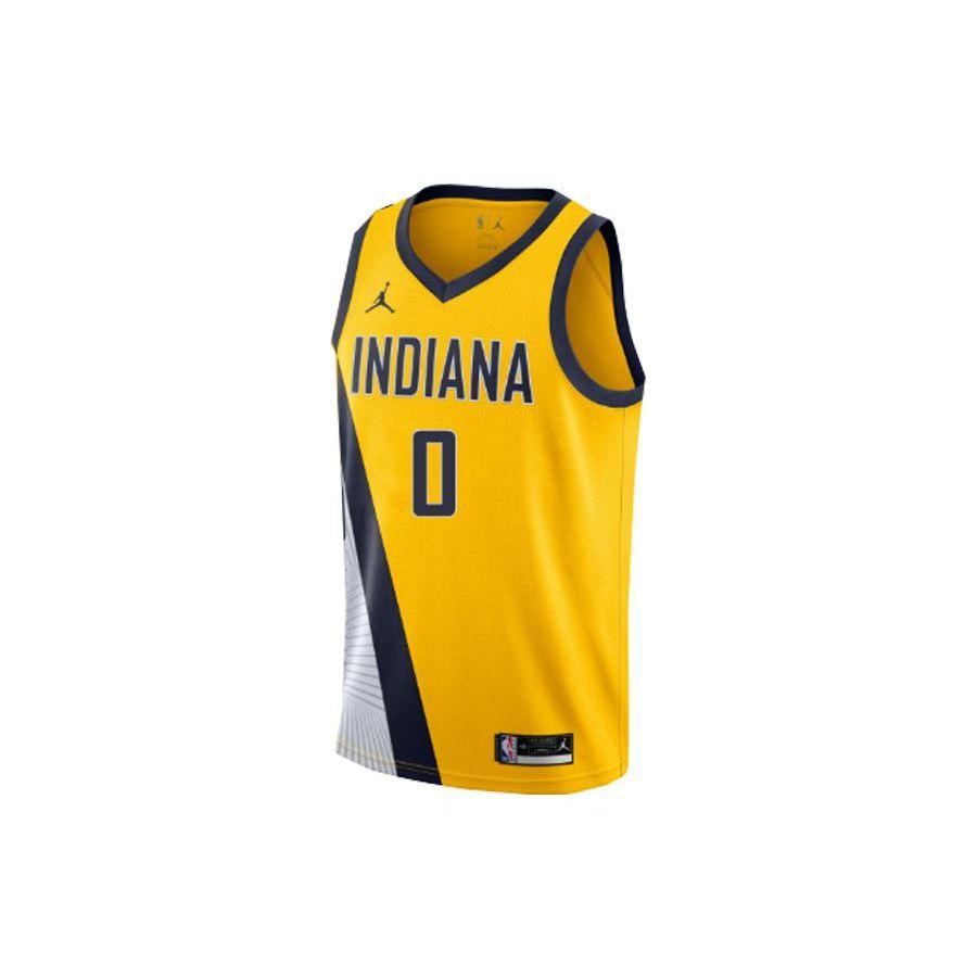 Jordan NBA Indiana Pacers SW Edition 0 Haliburton Letter Number Print Basketball Jersey Unisex Jerseys Yellow NN230830-05