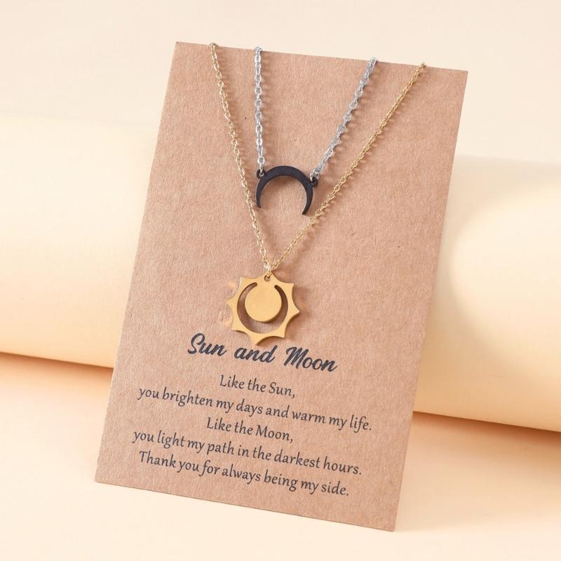 2-delige Geluksketting Zon en Maan Hanger Ketting Ketting Bff Vriendschap Cadeaus Sieraden Roestvrij Staal Kettingen