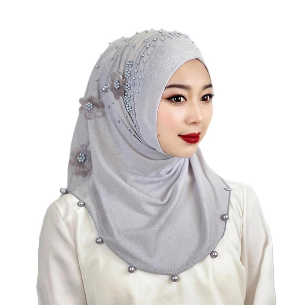 Solid Color Ramadan Hijab Top Knot Islamic Headscarf Head Wrap Cap  Ladies Hair Cover
