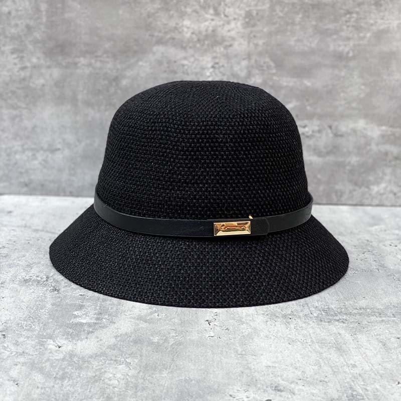 Japanese Woven Fabric Belt Dome Casual Retro Bucket Hat Travel Shade Breathable Basin Hat Summer Hat