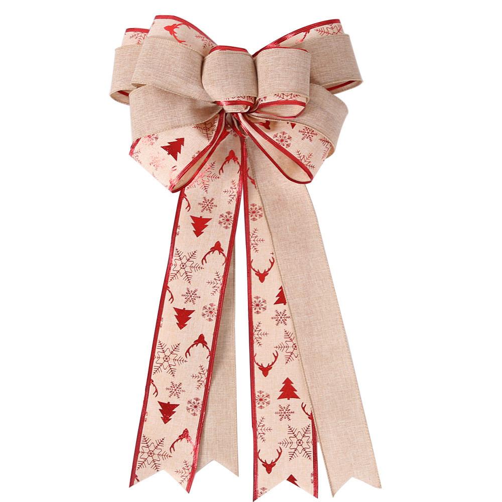 And Stylish Versatile Double Layer Christmas Bow With Maple Leaf And Striped Design Decor For