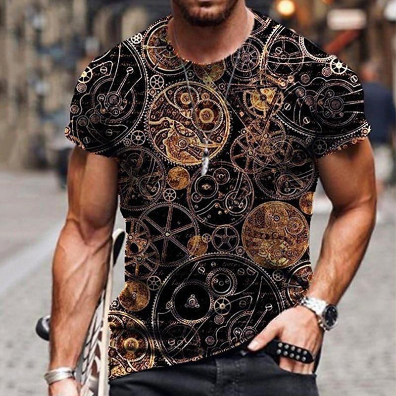 Vintage Ethnic Style Pattern T-Shirts Summer Fashion Trend Short Sleeve Casual Streetwear Loose Mens Clothing 3D Printed Men's T-shirts