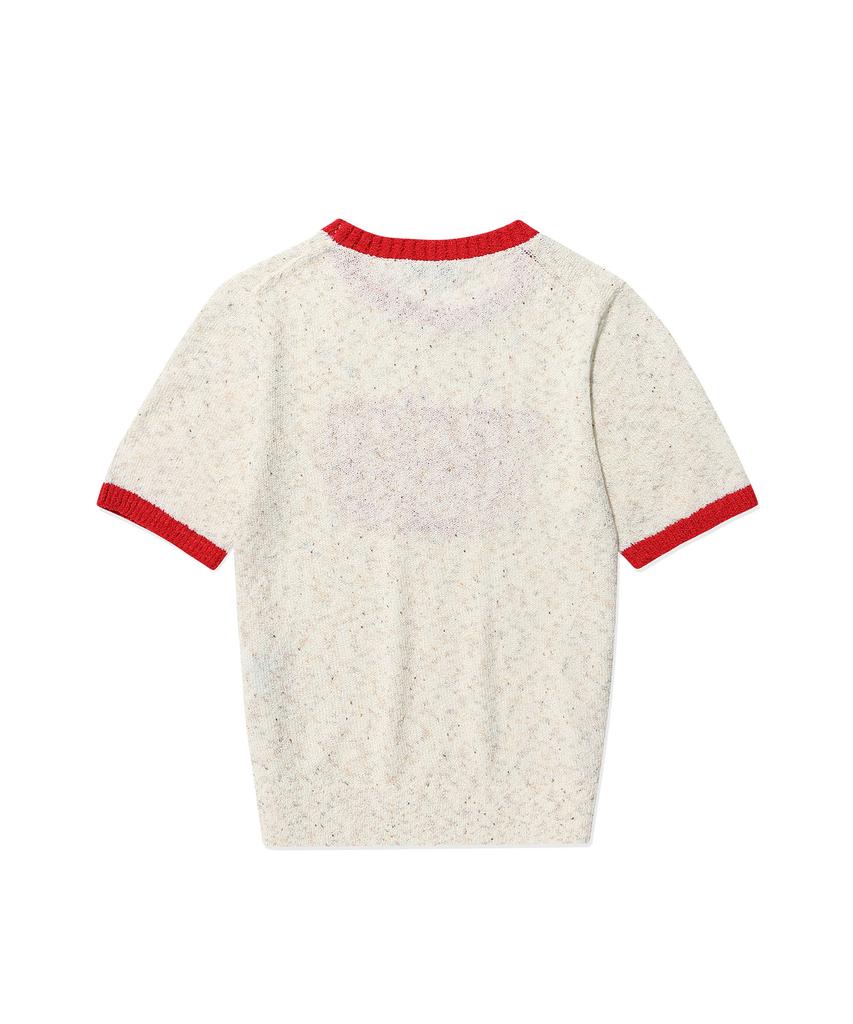 WACKY WILLY Women'S Typographic Short Sleeve Knit Cream