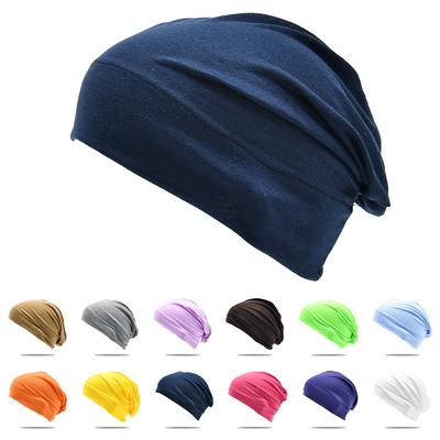 20-Color Men's and Women's Autumn and Winter Hats Stacking Hats Solid Color Pullover Hats Breathable Women's Headscarves