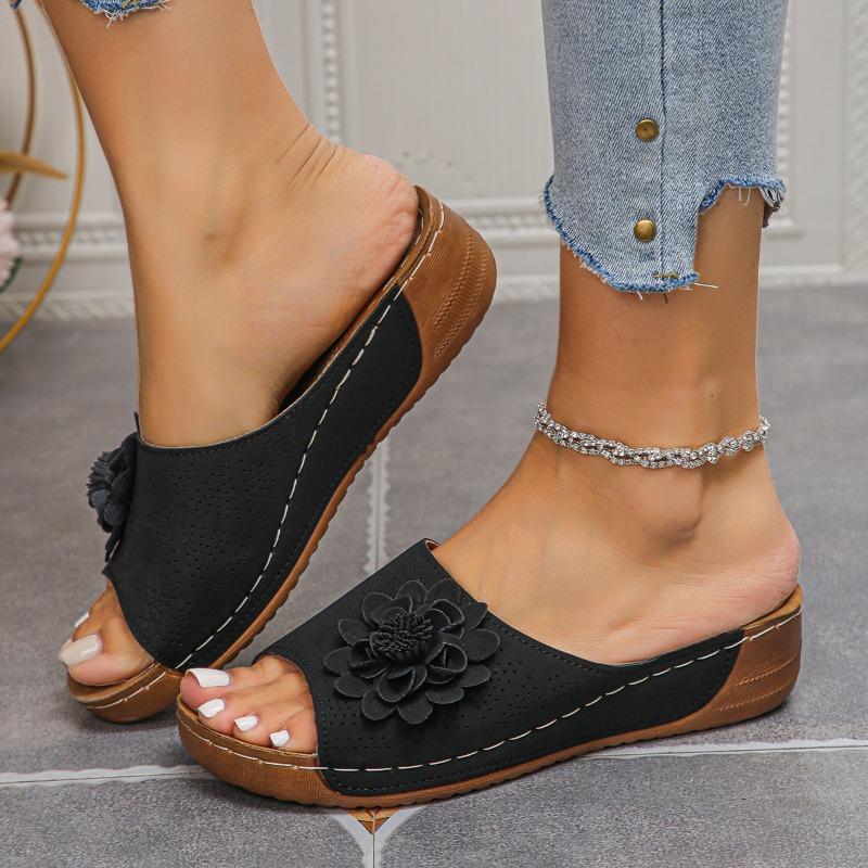 

New Women s Shoes: Plus-size Wedge Heels, One-piece Thick-soled Beach Sandals 36 чорний