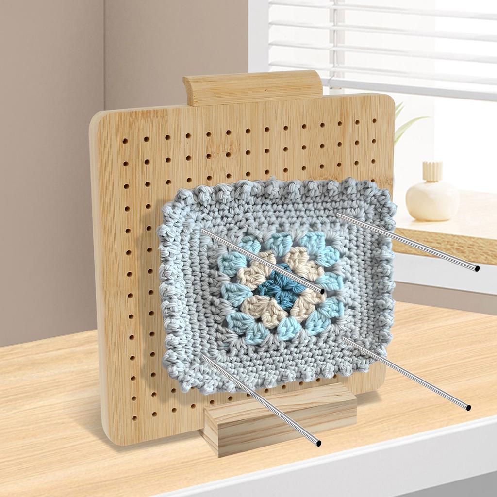 Wood Crochet Blocking Board Kit With Stainless Steel Rod Pins For Knitting Granny Squares Crochet Board Crafting Lovers Gifts