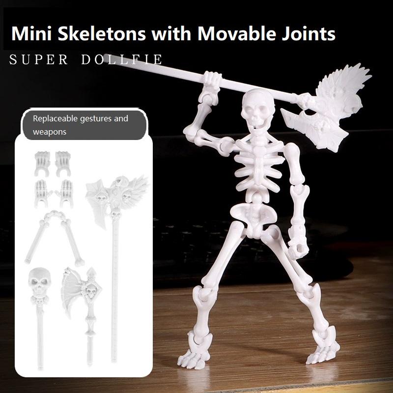Figurki szkieletów DIY Plastikowe Mini szkielety z ruchomymi stawami Rzemiosło DIY Impreza Halloweenowa Dekoracja nawiedzonego domu