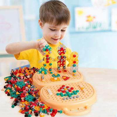 203Piece Creative Mosaic Puzzle Toy Electric Drill Puzzle Toy Trendy Bits Screw STEM Toy STEM Learning Educational Toys for Gift