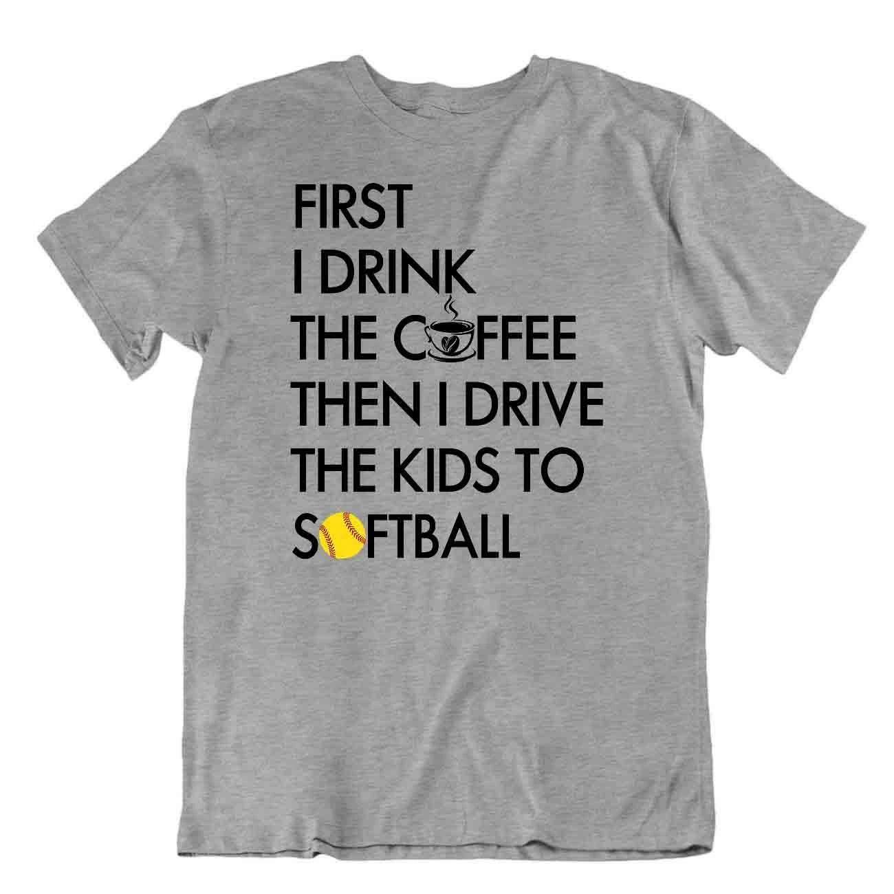 Softball Sport T-Shirt Tee Gift Cool Present Cute Funny Play Joke Drink Coffee XL