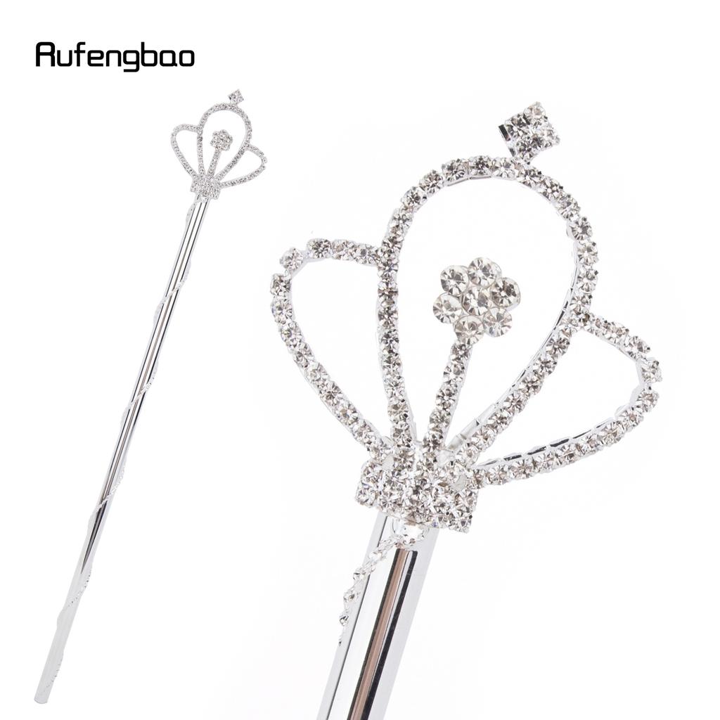 Corona in Lega di Diamante Bianco Bacchette Fatate Bacchette da Principessa per Bambina Bacchetta da Angelo per Bambini 47cm
