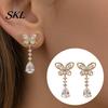 Dangle Earrings for Women 1 Pair Butterfly Drop Women, Inlay Teardrop Zirconia Earrings, Romantic Date Night Jewelry Sparkly Rhinestone Banquet Party