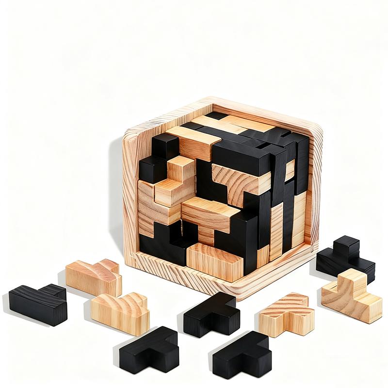 Creative 3D Cube Puzzle Luban Interlocking Creative Educational Wooden Toy Brain IQ Mind Early Learning Game Gifts For Children