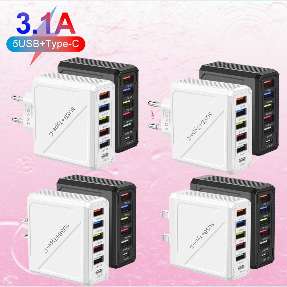 3.1A 5-Port USB Mobile Phone Charger with EU, US, UK, KR Plugs