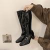 Winter Pointed Toe Patent Leather Women Knee High Boots Fashion Shoes Street Style High Heel Mordern Long Botas Mujer