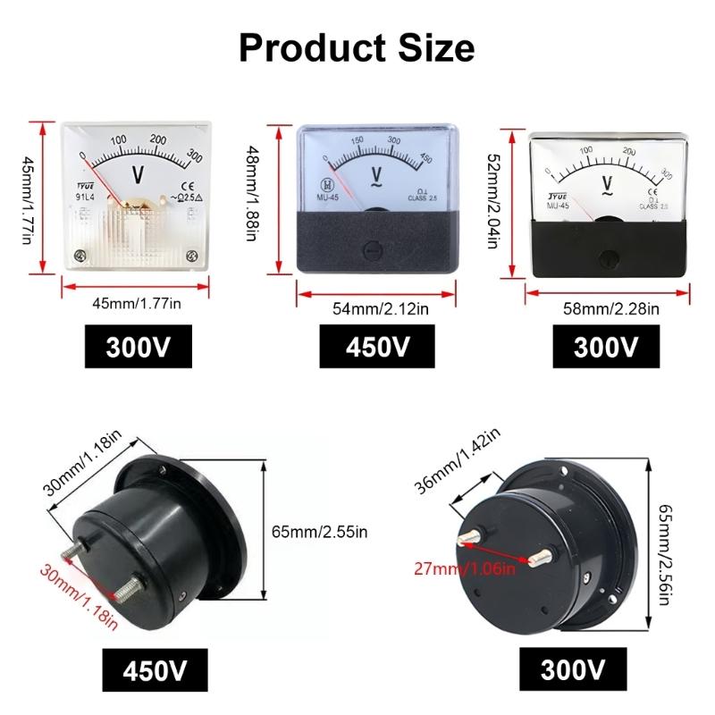 Analogue Panel Meter Volts Voltage Gauge Analog Voltmeter AC0-300Volt AC0-450V Voltage Guage for Alternator