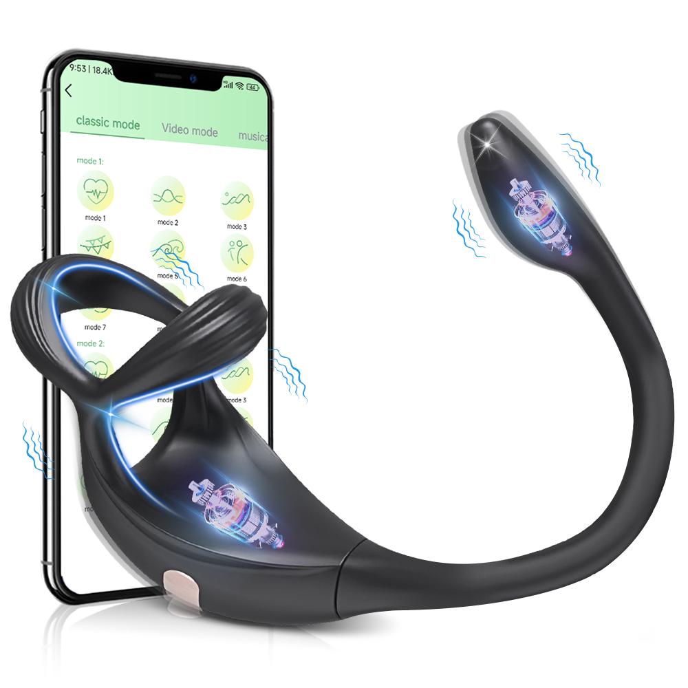 APP-Steuerung Einsteckbarer Vibrations-Butt-Plug Penisring für Männer Prostata-Massagegerät Anfänger Anal-Vibrator Anal-Plug für Schwule Sexspielzeug Männer Verzögerte Ejakulation