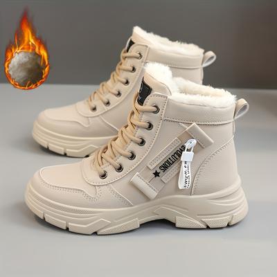 Warm and Comfortable Women's Winter Snow Boots with Side Zipper and Fleece Lining Waterproof Shoes