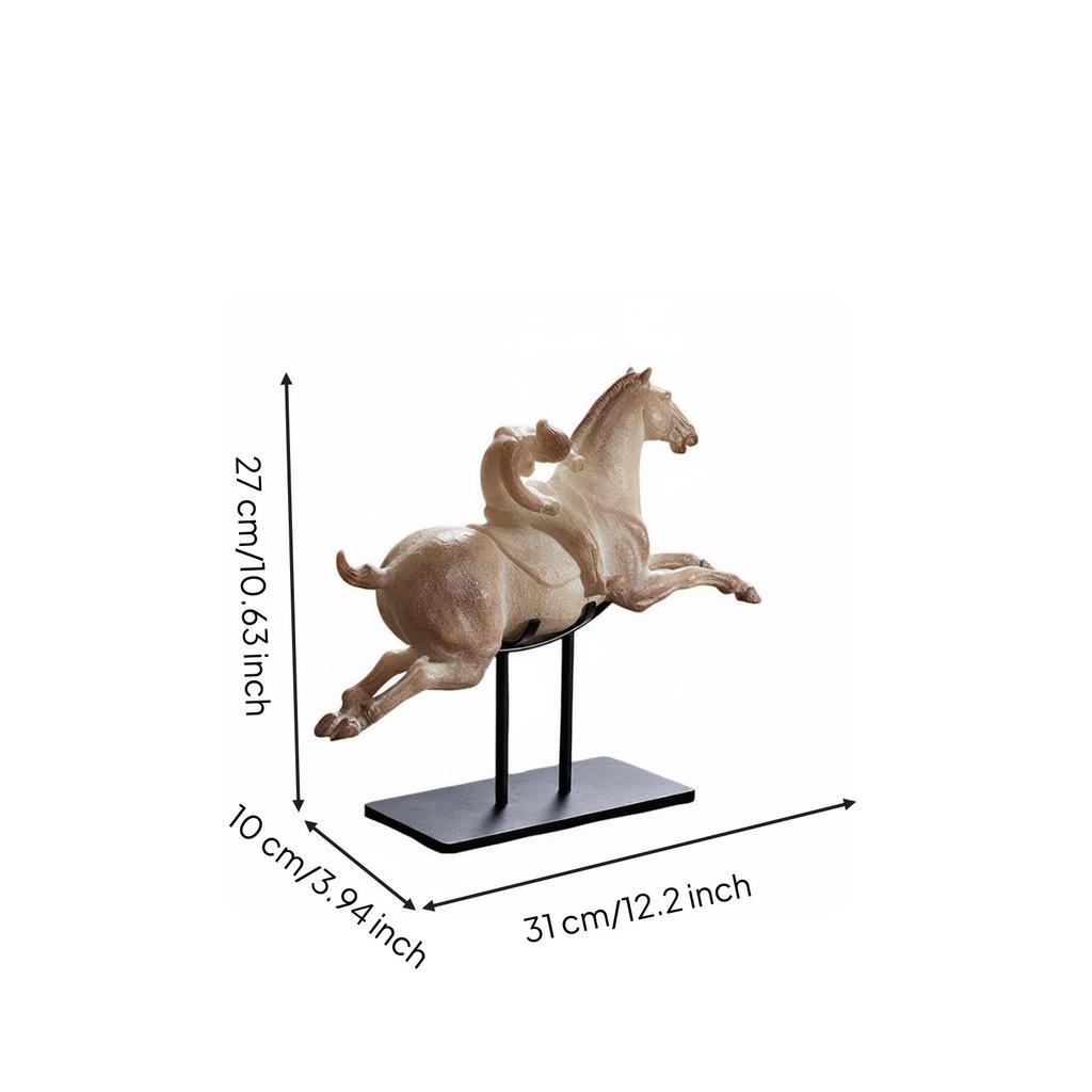 Scultura Cavallo Rampante Finitura Testurizzata Statua su Supporto Aspetto Intagliato Decorazione per la Casa