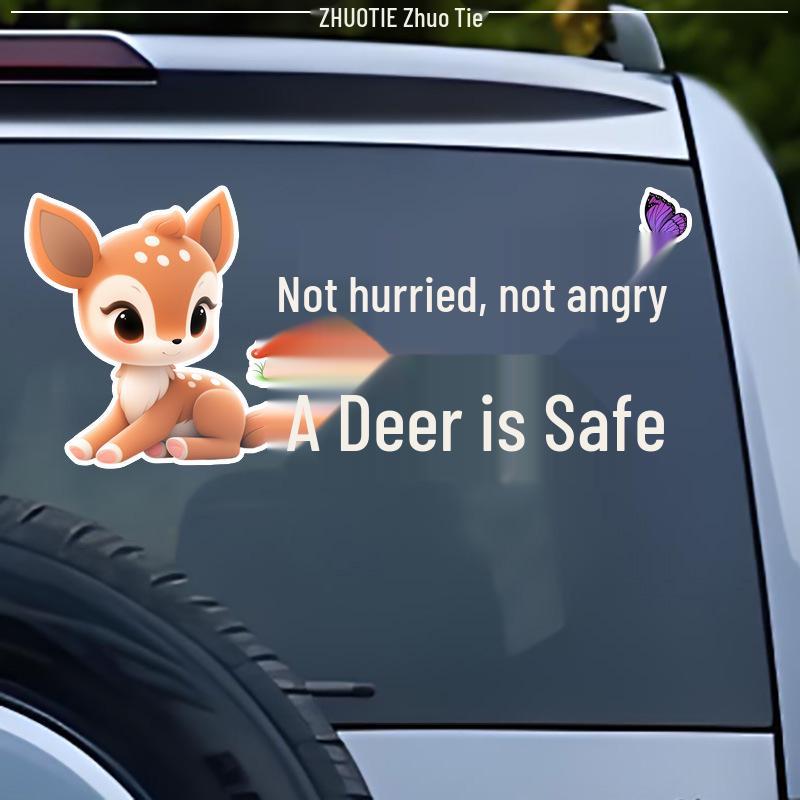 Adorably Cute Deer Reflective Rear Window Sticker - Waterproof and Safe