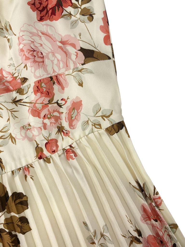 Women's Rose Print Flutter Sleeve Cinched Waist Dress, Casual Spring/Summer Wear