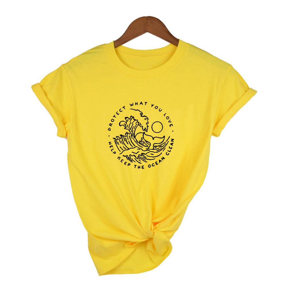 Keep Our Ocean Blue Clean Plastic Free Women T Shirt Protect The Earth Slogan Summer