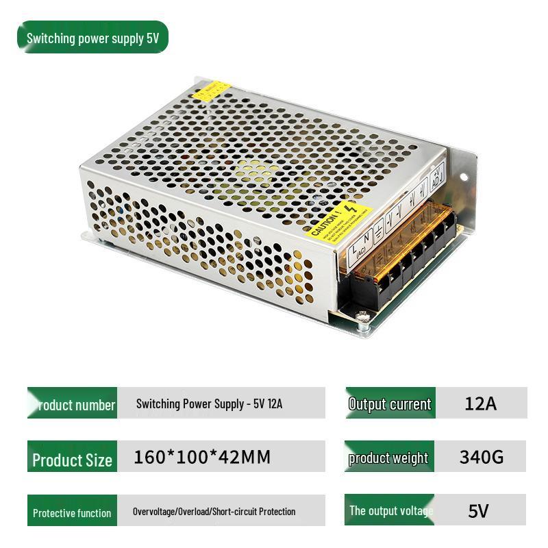 5V DC 400W Switching Power Supply for LED Strips and Monitoring (5A/10A/20A)