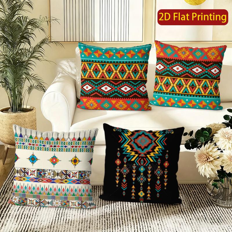 Bohemian Geometric Ethnic Throw Pillow Covers Pattern Cushion Cover Suitable For Sofa Bedroom Car Pillow Cover