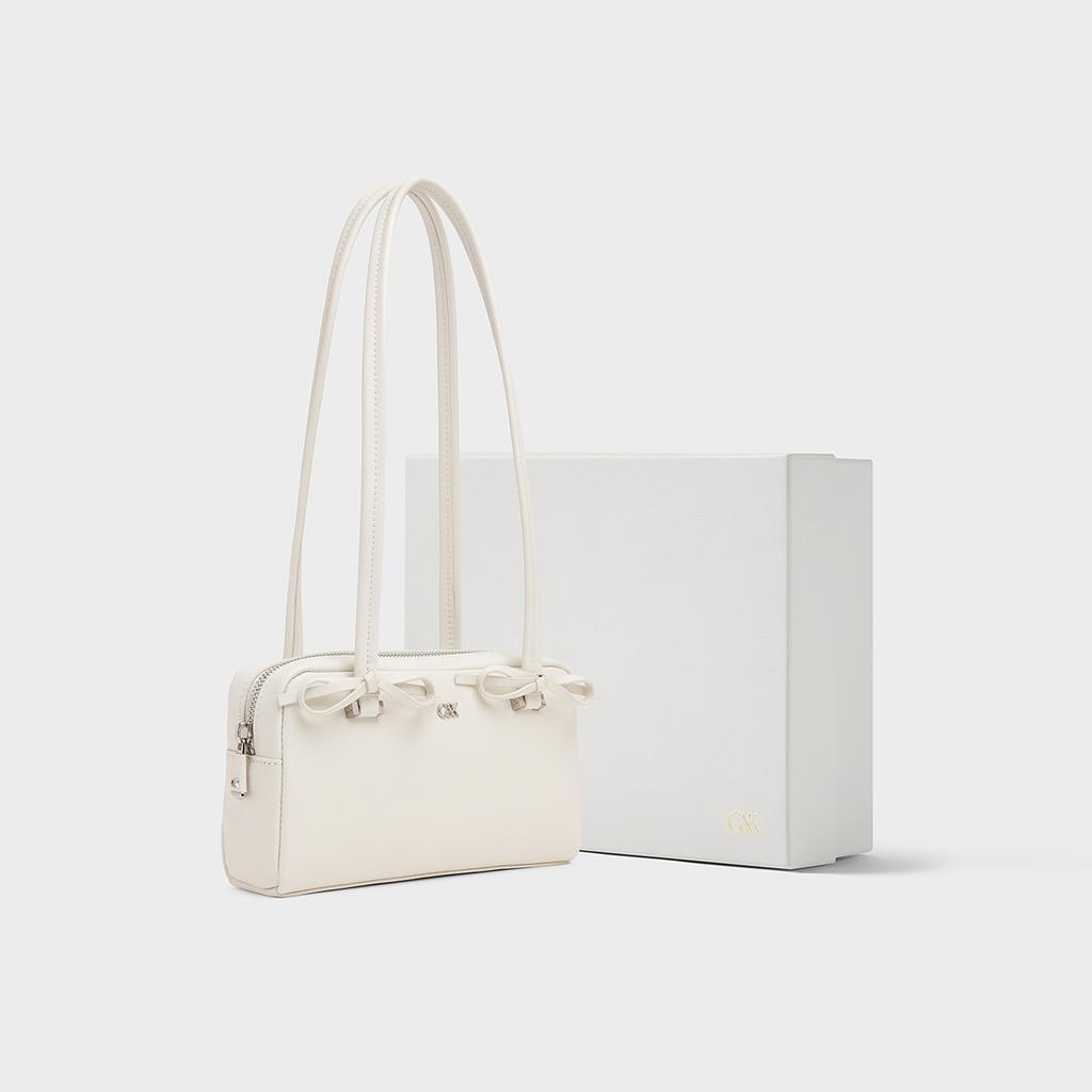 Charles & Keith Butterfly Knot Long Shoulder Strap Pillow Bag Women Shoulder Bags Pink-White Pink SL2-20681234