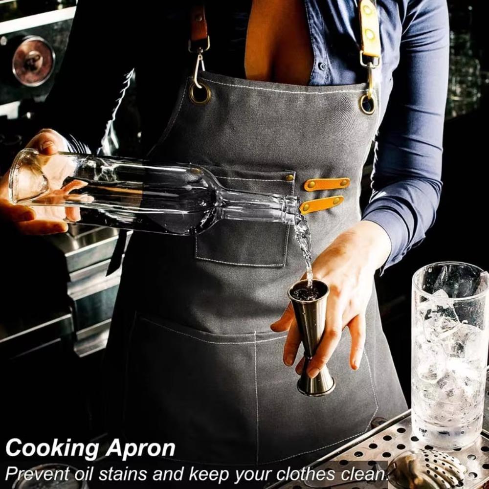 Water Proof Thickened Canvas Apron Oil Proof Fashion Adult Apron  Restaurant
