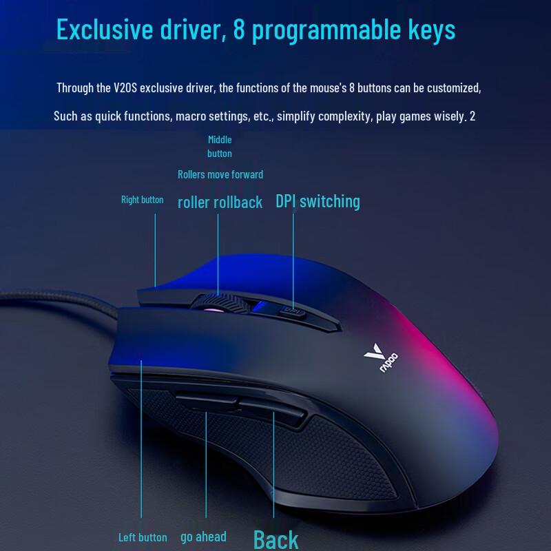 Rapoo V20S Wired Gaming Mouse
