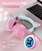 Cute Cat Ear Headphones for Bluetooth with Rainbow Color and Adjustable Wired and Wireless Perfect for Kids and or New Gift Kids, 5.1, LED,