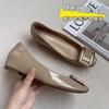 2025 new French metal buckle square head Mary Jane single shoes women's shallow mouth grandma shoes small inner height increase women's shoes