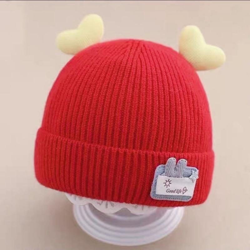 Autumn and winter children's hats baby beige series boys and girls windproof ear protection warm knitted cartoon ear warm