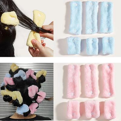 6 pezzi bigodini morbidi per capelli senza calore bigodini per bambini cuscino spesso panno nessun ferire bigodino per capelli grande lungo per dormire la notte