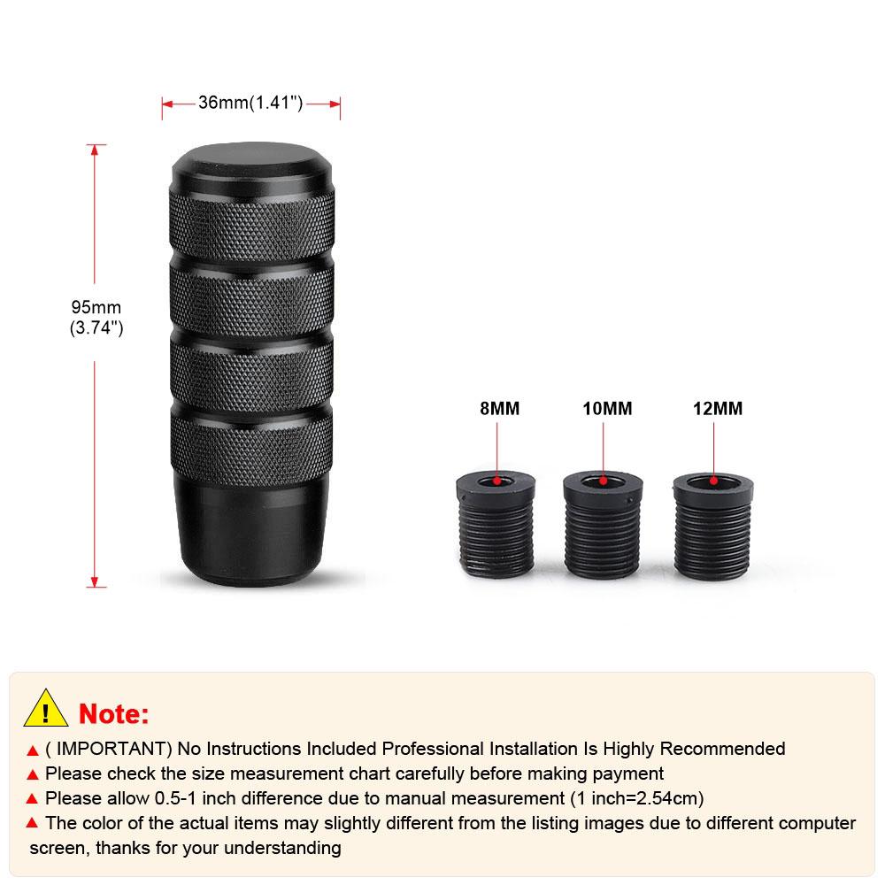 Universal 95mm Non-Slip  Shift Knob M8 M10 M12 Universal Car Manual Transmission Aluminum Knurled Shifter Lever Knob