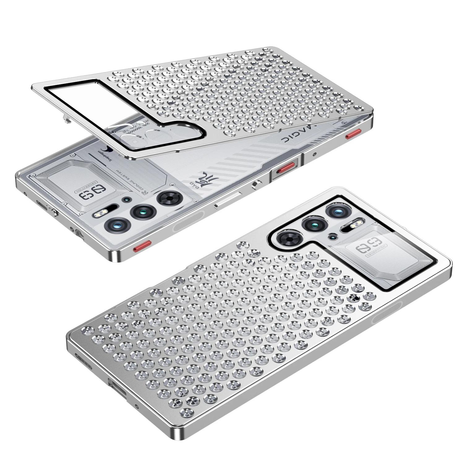 

Для ZTE Nubia Red Magic 9 Pro plus чехол с охлаждением и ароматерапией, мужская броня из алюминия и металла, чехол nubia Z60 Ultra, рассеивание тепла For nubia Z60 Ultra серебряный