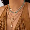 3Pcs/Set Vintage Hat Cowboy Boot Pendant Necklace for Women Bohemian Blue Stone Beads Chain Choker Daily Jewelry Y2K Accessories