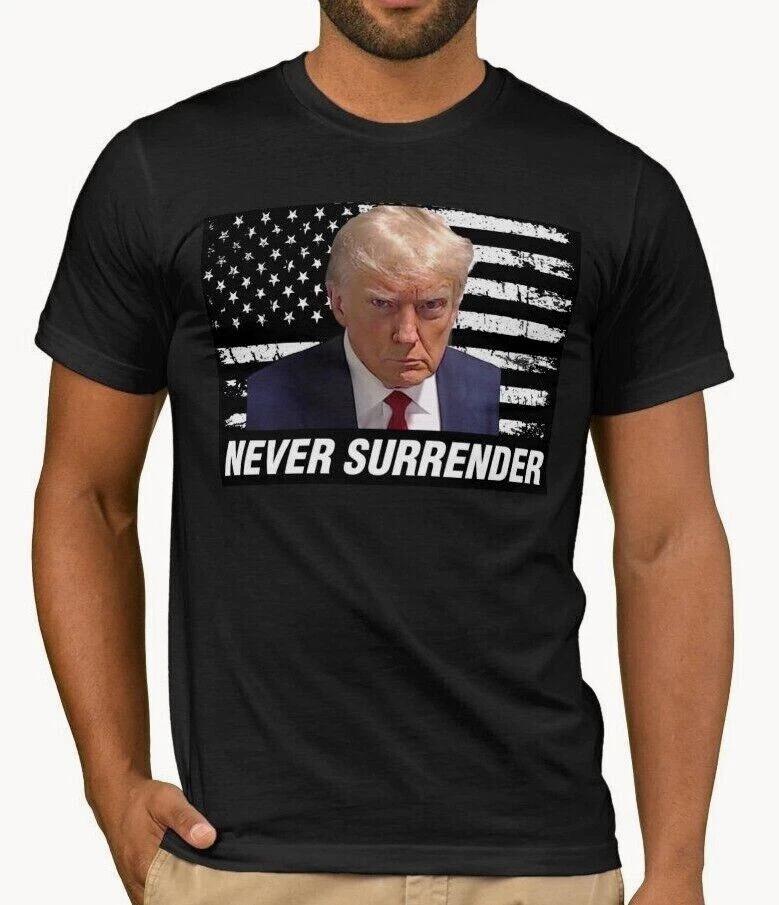 Trump Mugshot T-Shirt Top | Donald President 2024 Wanted Never Surrender Tee XL