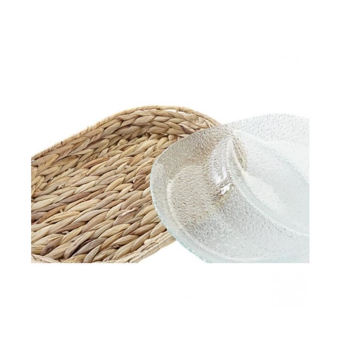 Plateau Apéritif - DKD Home Decor - Verre Naturel Transparent - 38 X 25 X 4 Cm - Rectangulaire - Adulte