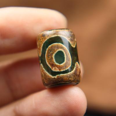 Tibetano 5.5mm buraco três olhos dzi ágata contas de pedra cordão pingente guarda-chuva corda diy pulseiras acessórios paracord grânulo encantos