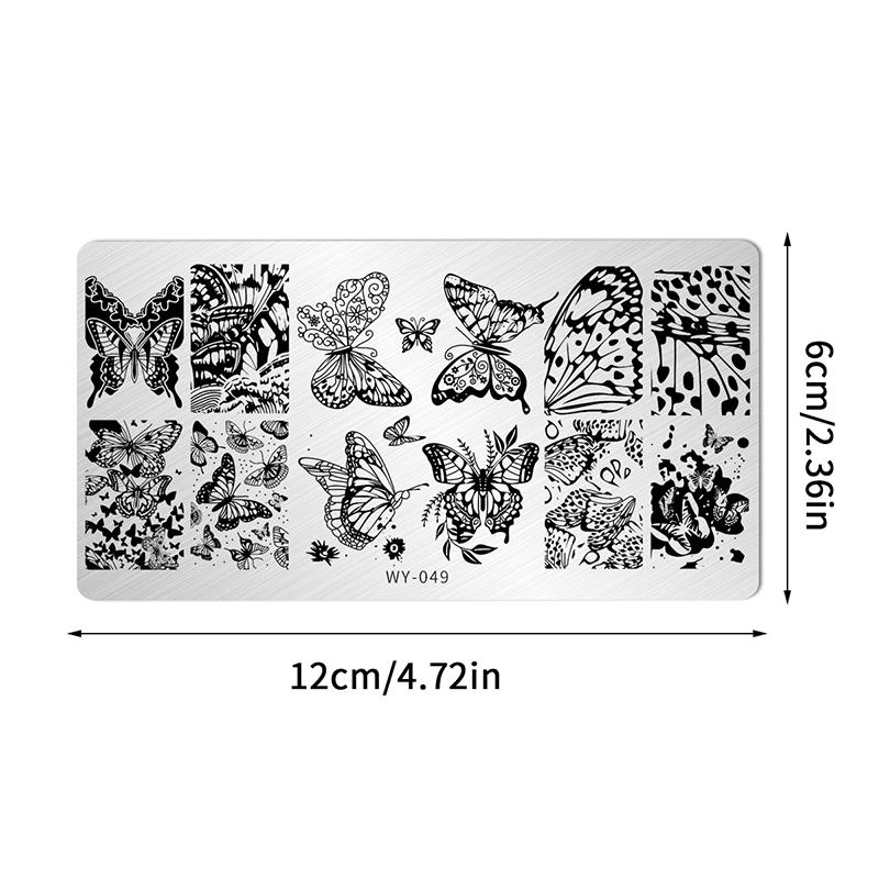 12*6cm Nail Stamping Plates Rose Butterfly Nail Art Plate Stainless Steel Nail Design Stencil Tools DIY Printing Design Stamp